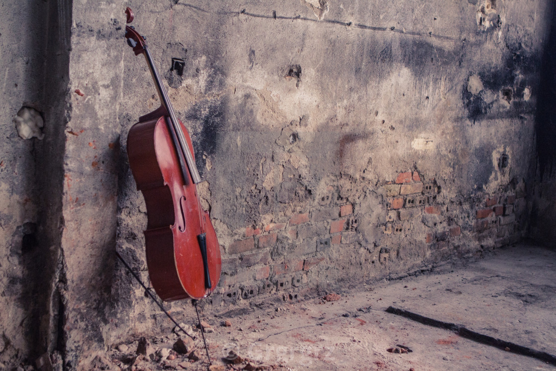 "Cello and Fire" stock image