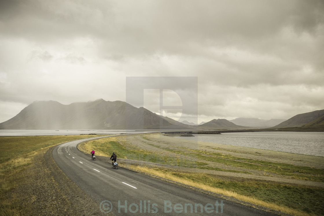 "Cyclists, NW Iceland" stock image