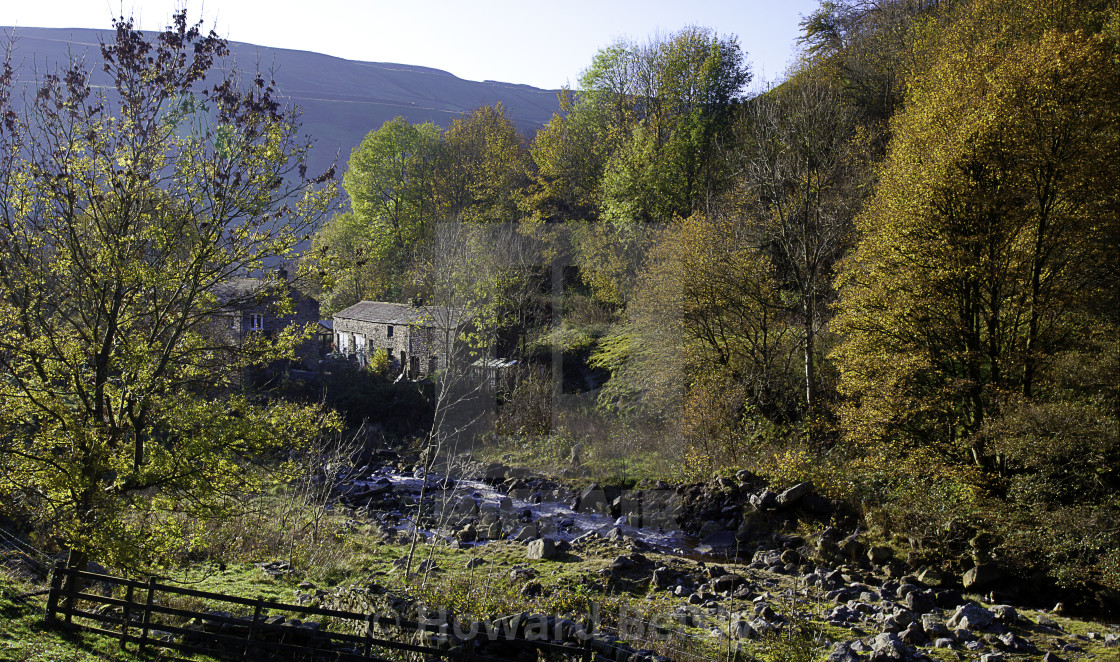 "Autumn colours at Gunnerside" stock image