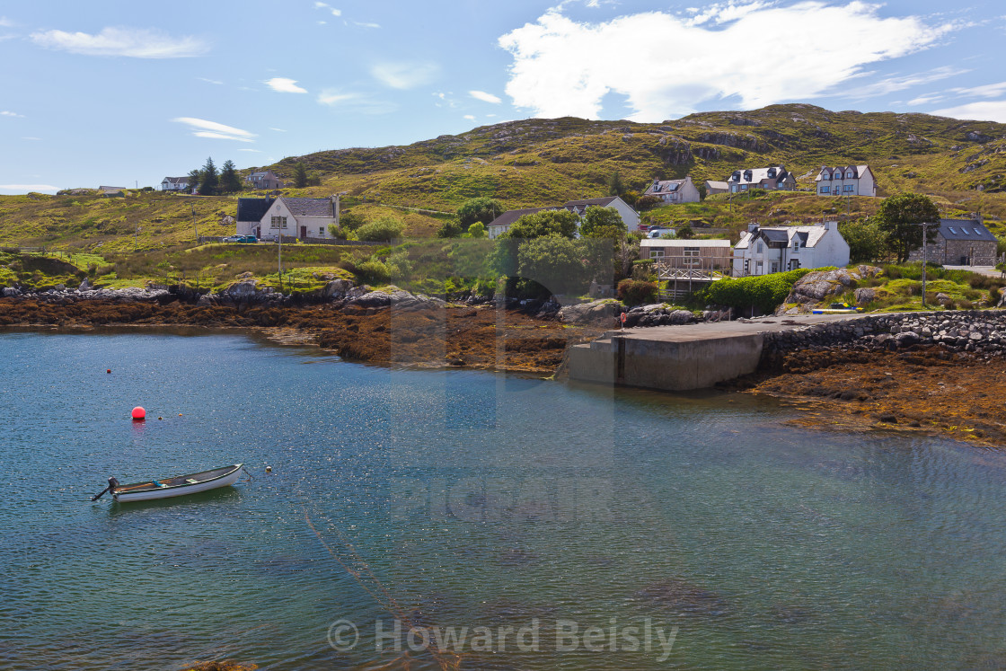 "The boat in the bay, Outer Hebrides" stock image