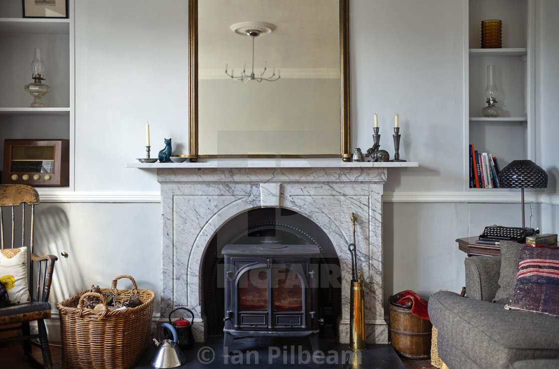 Marble Fireplace With Woodburning Stove Fitted License Download Or Print For 65 00 Photos Picfair