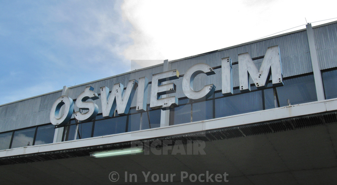 "Oświęcim train station sign, Poland" by In Your Pocket - $3.06 "Oświęcim train station sign, Poland" stock image