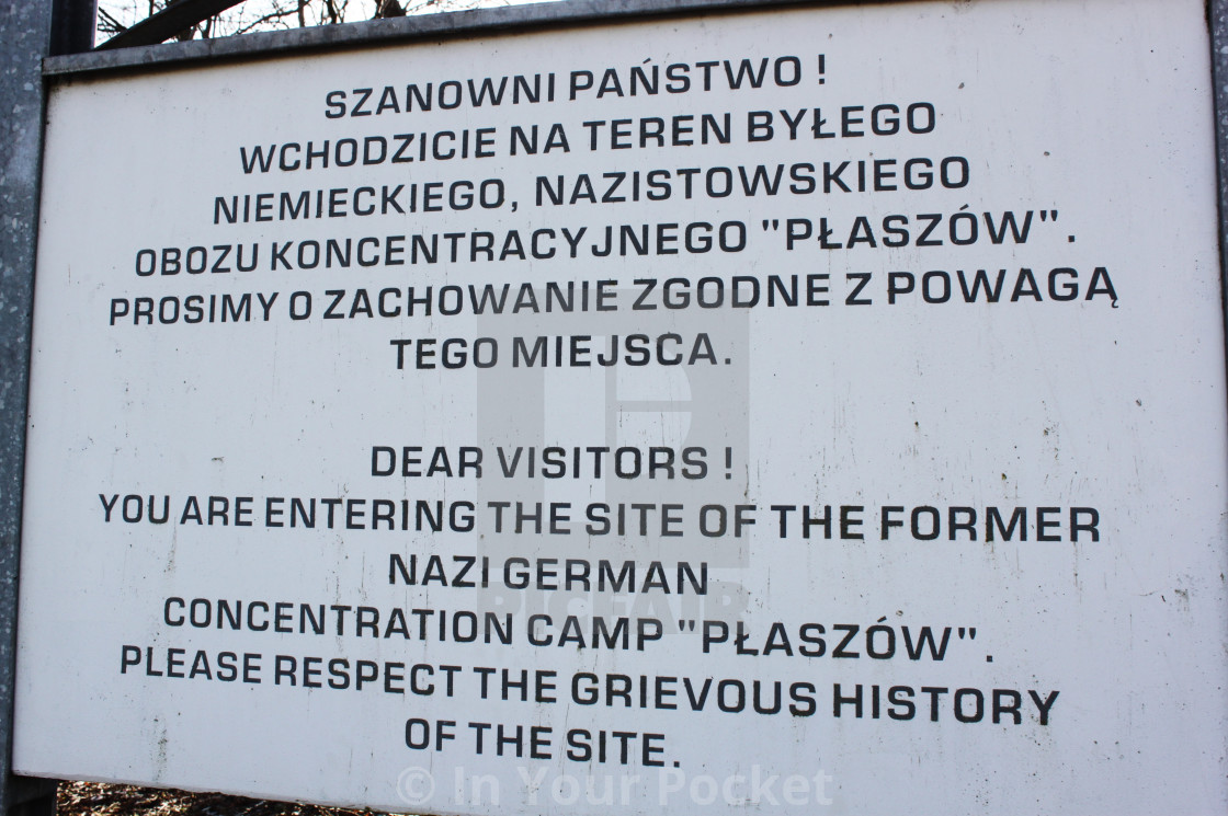 "Kraków: Płaszów concentration camp sign" by In Your Pocket - $3.06 "Kraków: Płaszów concentration camp sign" stock image