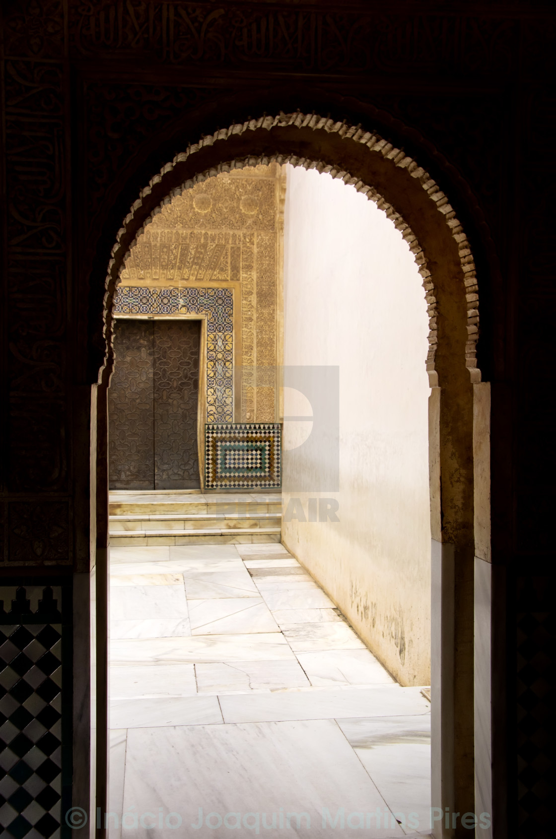 Arch Door In Ancient Arabian Palace Alhambra Granada Spain