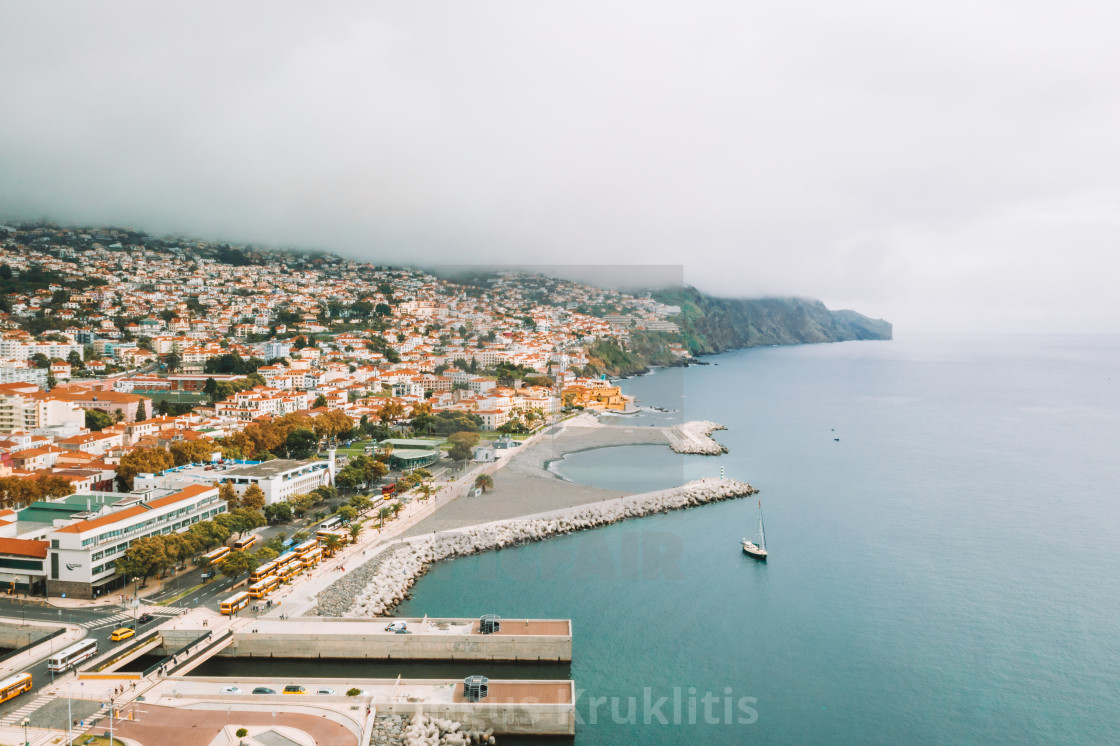 "the capital of Madeira island during cloudy weather" stock image