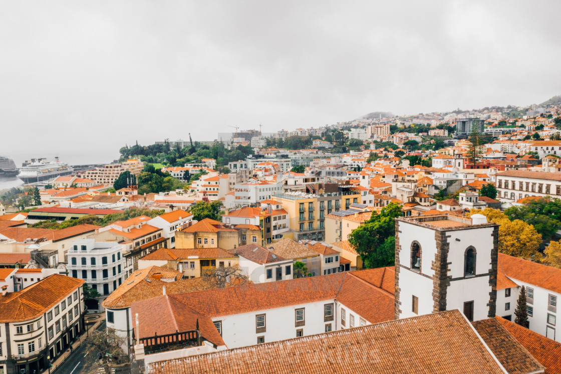 "the capital of Madeira island during cloudy weather" stock image