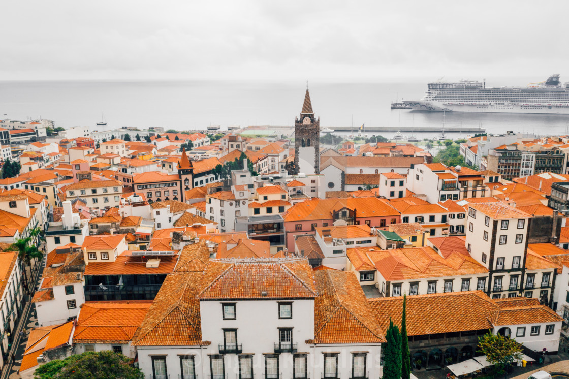 "the capital of Madeira island during cloudy weather." stock image