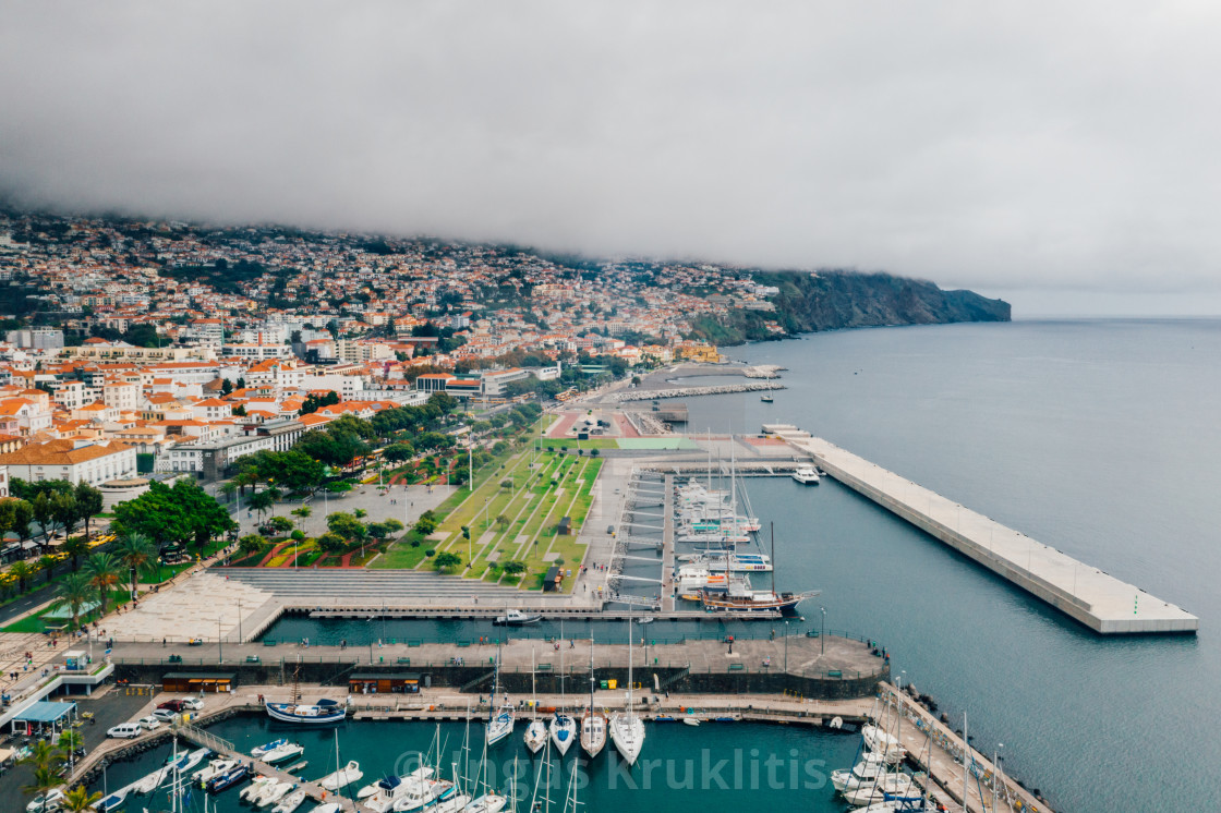 "the capital of Madeira island during cloudy weather." stock image