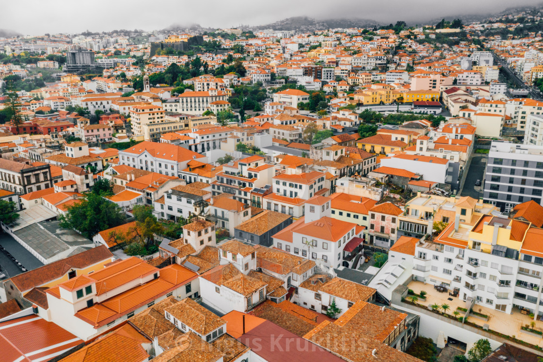 "the capital of Madeira island during cloudy weather." stock image