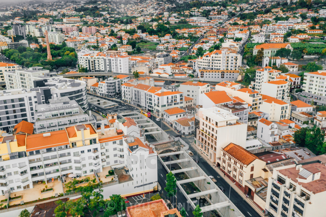 "the capital of Madeira island during cloudy weather." stock image