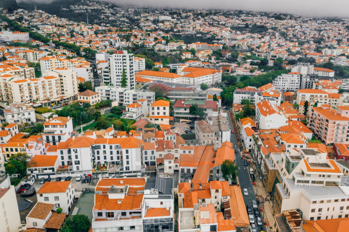 "the capital of Madeira island during cloudy weather." stock image