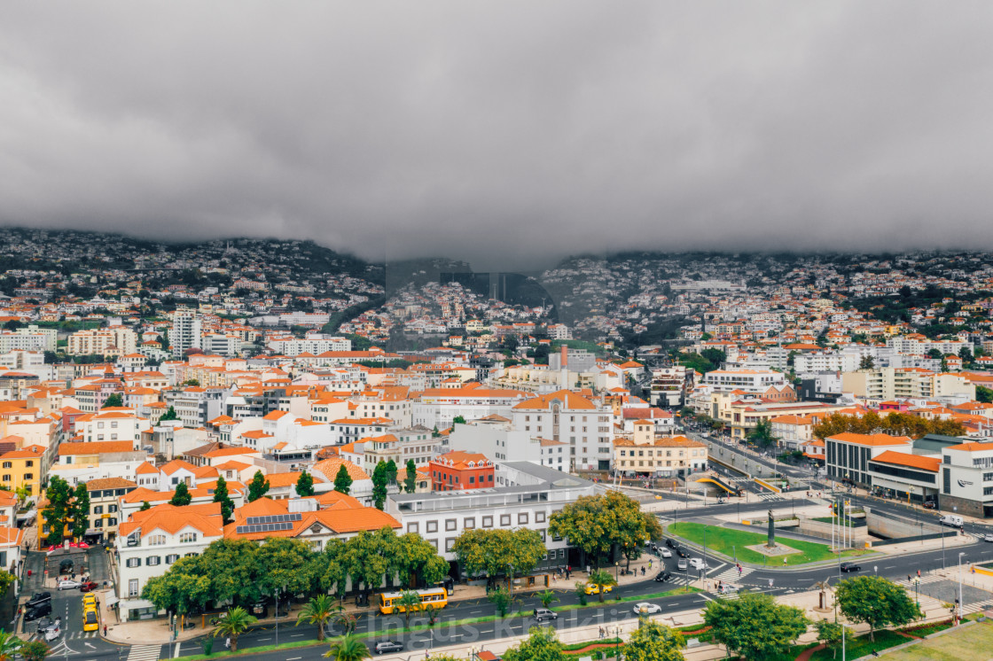 "the capital of Madeira island during cloudy weather." stock image