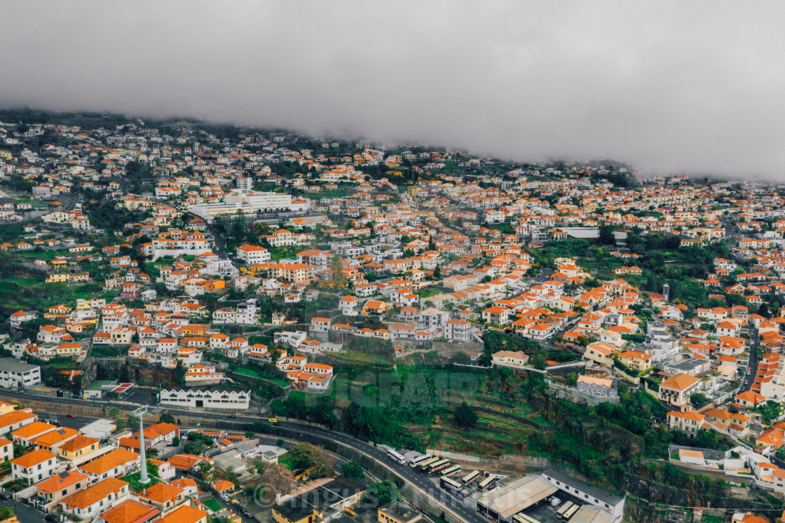 "the capital of Madeira island during cloudy weather." stock image