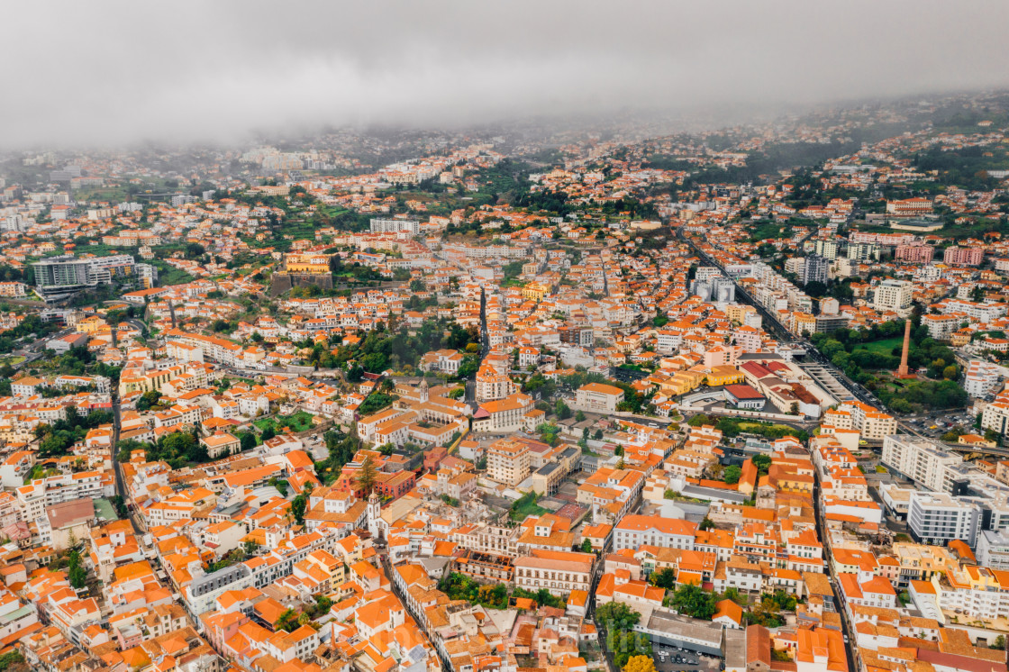 "the capital of Madeira island during cloudy weather." stock image