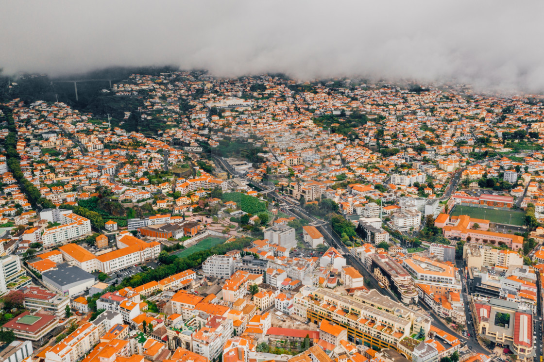 "the capital of Madeira island during cloudy weather." stock image