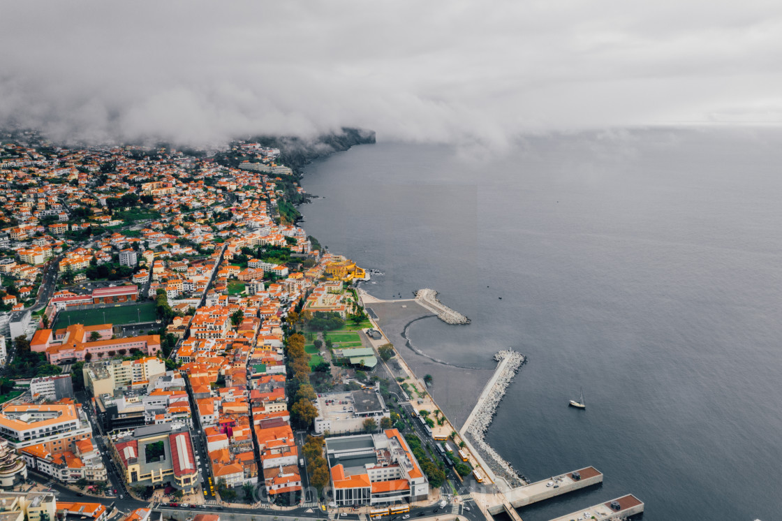 "the capital of Madeira island during cloudy weather." stock image