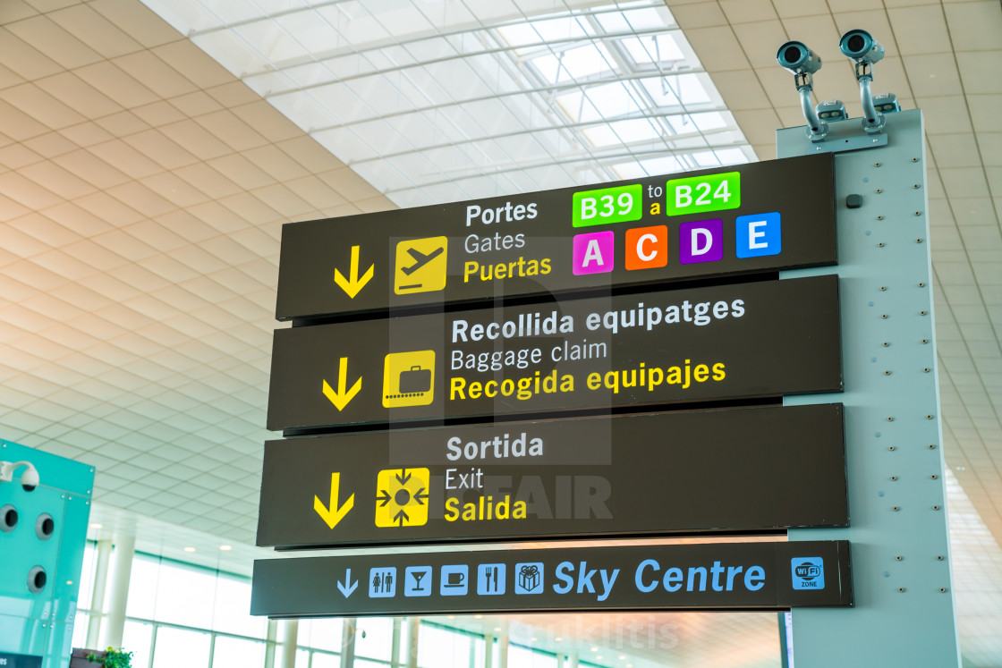 Airport Departure And Baggage Claim Signs License Download Or
