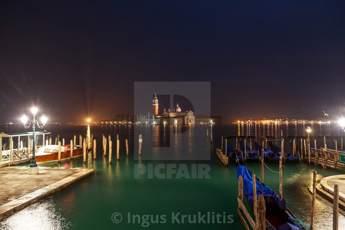 "Gorgeous night view from the hotels balcony on the San Giorgio Maggiore..." stock image