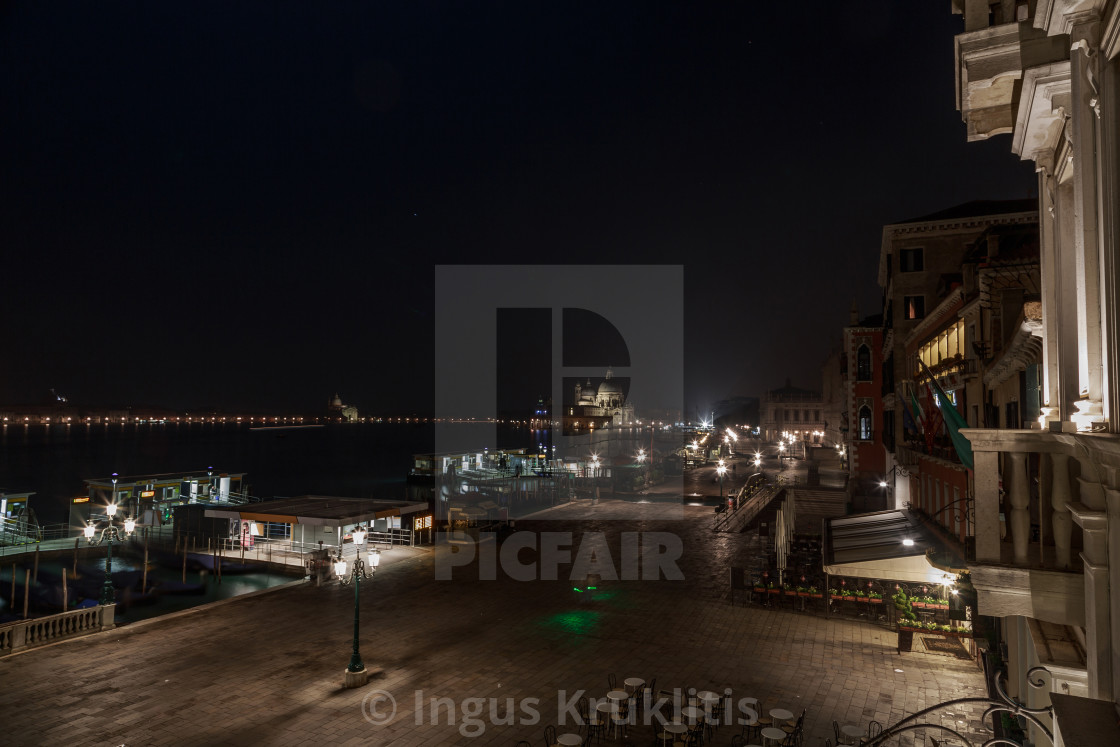 "Beautiful dark night in Venice near the Laguna Veneta with street city lights..." stock image