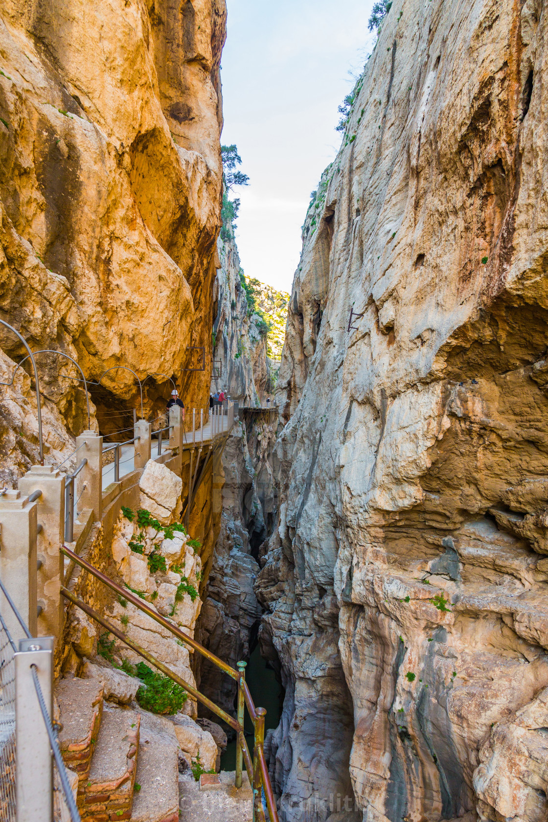 "Hiking path encrusted in the rock though the canyon" stock image