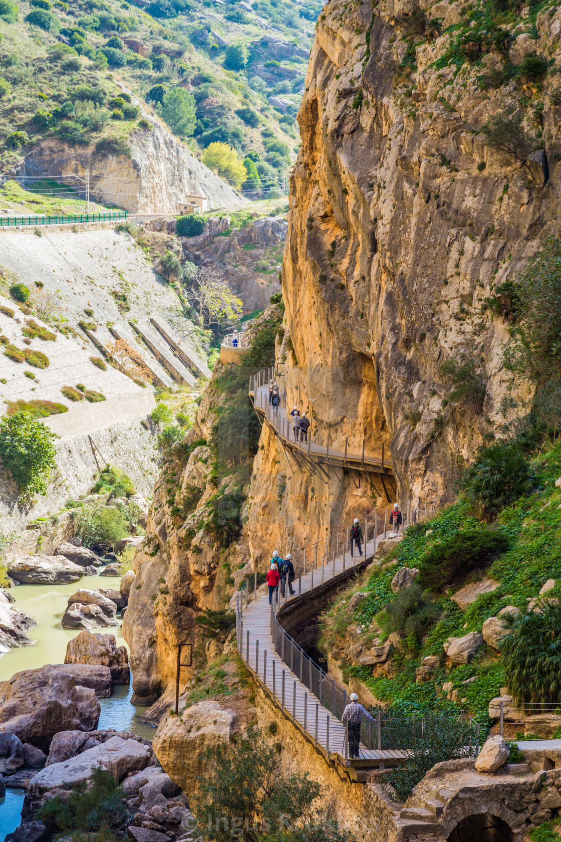 "Beautiful view of Caminito Del Rey, the path along steep cliffs in Spain" stock image