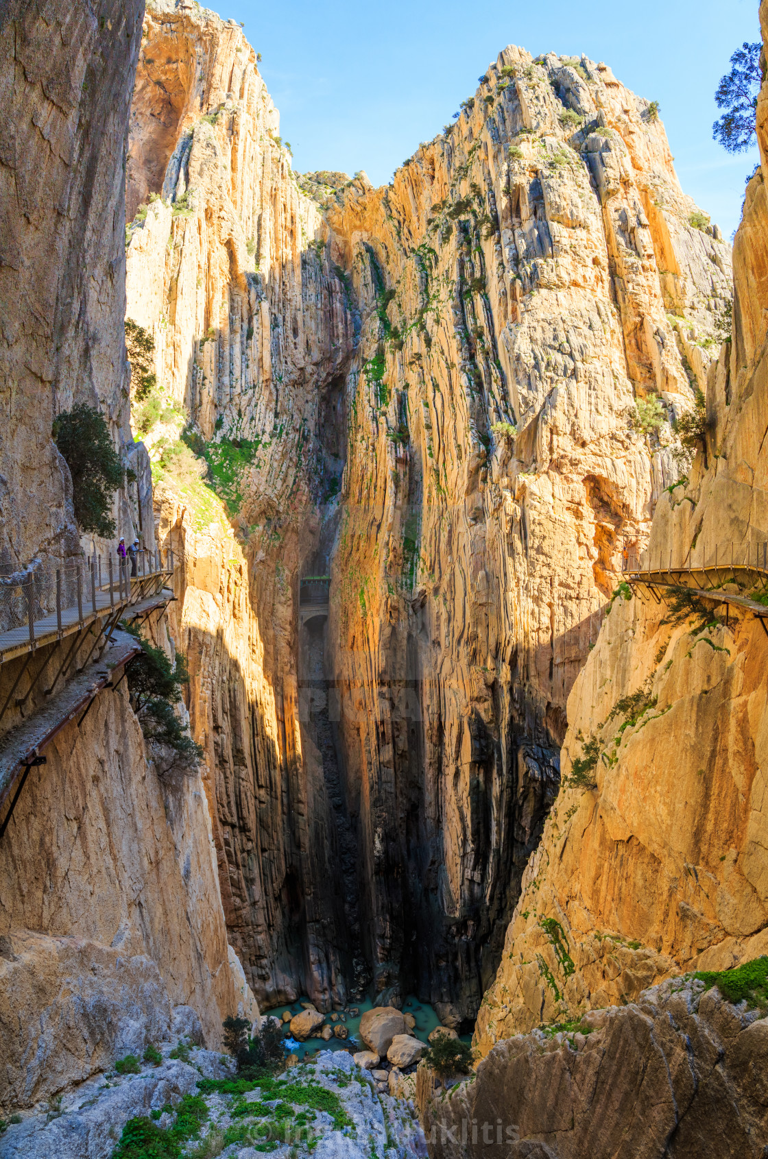 "Beautiful panorama of the mountain valley with cliffs in Caminito Del Rey" stock image