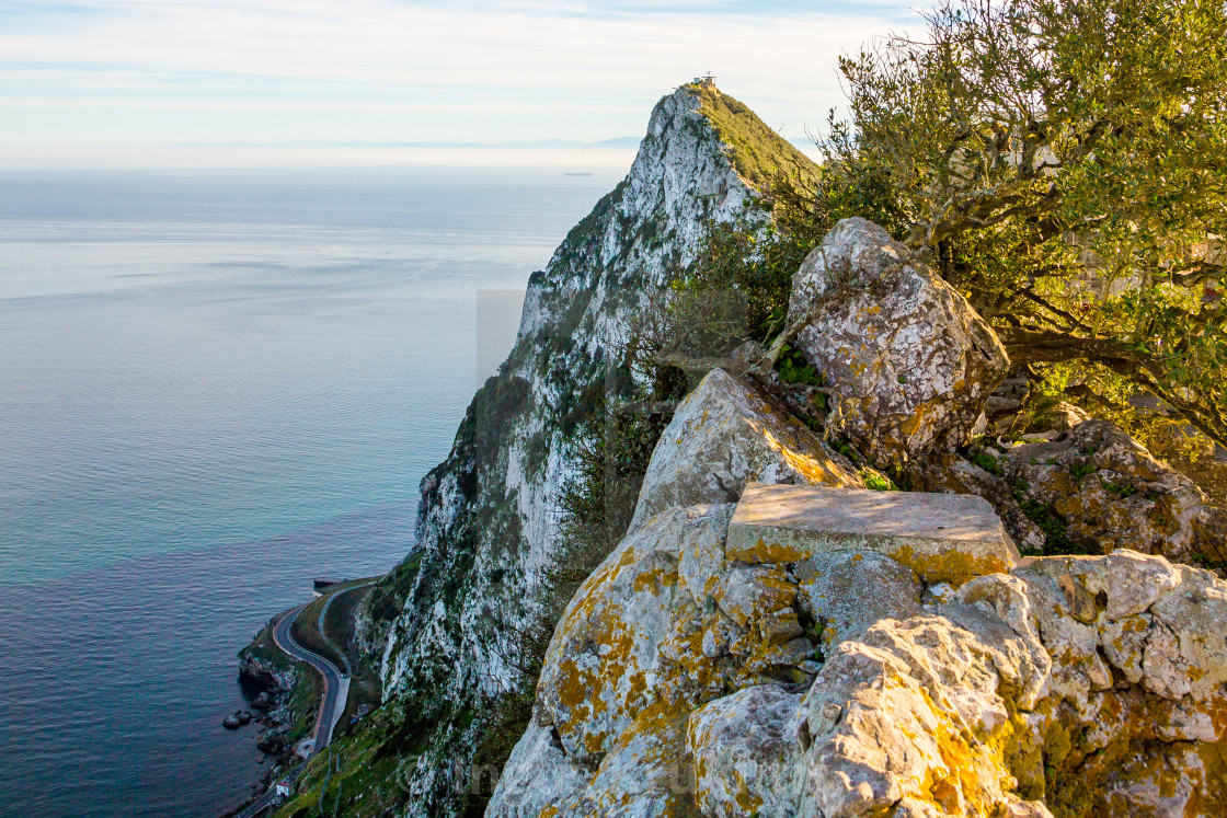 "Beautiful view from the top of the rock of Gibraltar on the African coastline..." stock image