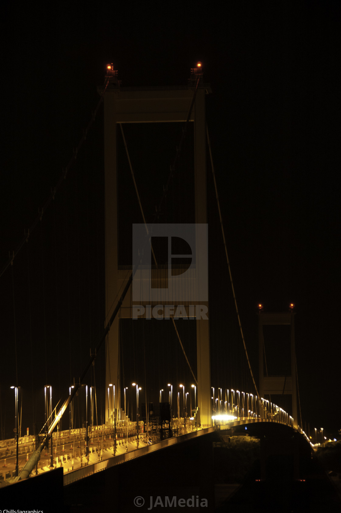 "Severn Road Bridge at night" stock image