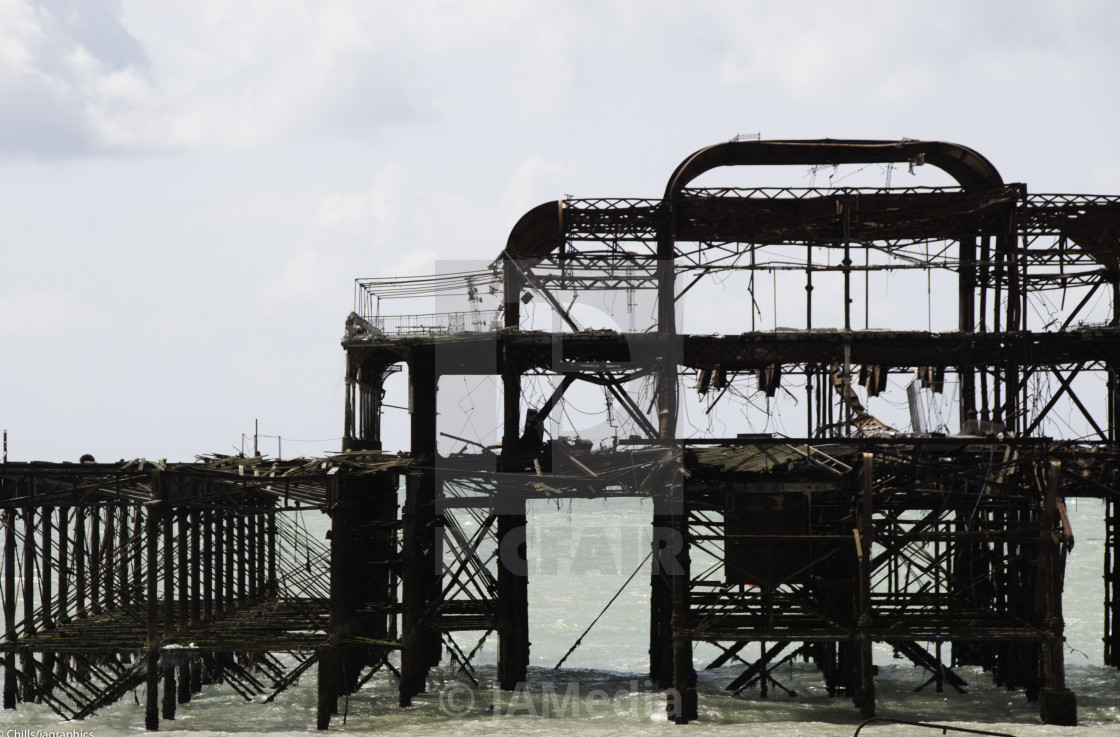 "Remains of Brighton pier" stock image