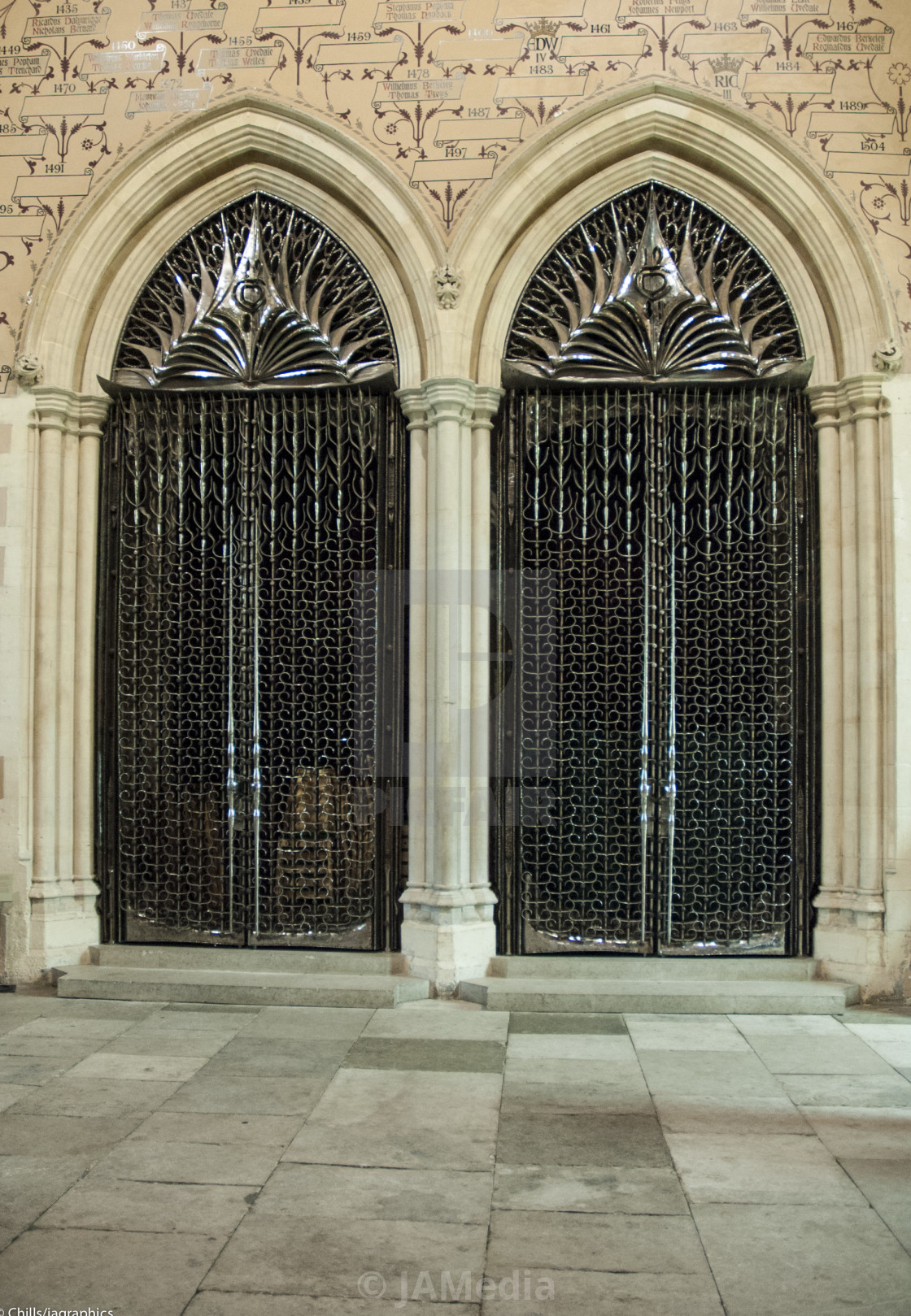 "Twin Iron gates, Winchester Great Hall" stock image