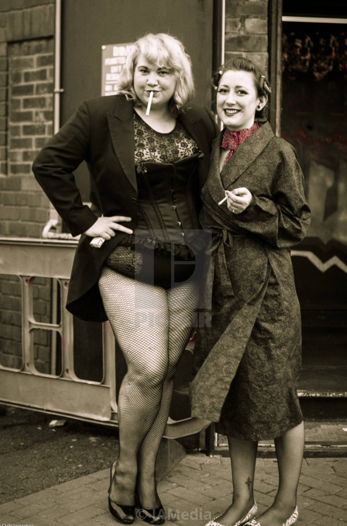 "Burlesque performers taking a break" stock image