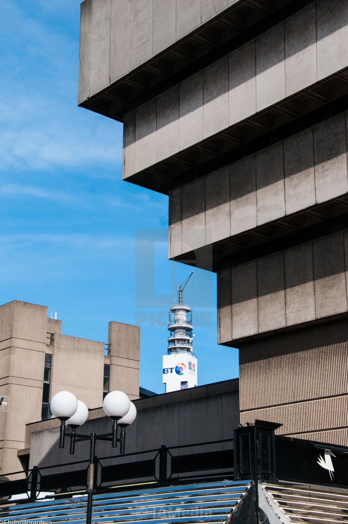 "BT Tower and Central Library Birmingham" stock image