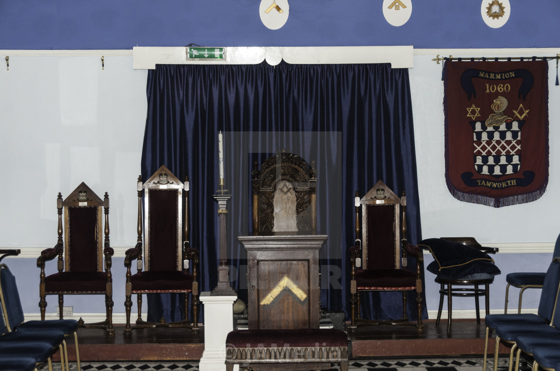 "English Freemason Lodge room" stock image