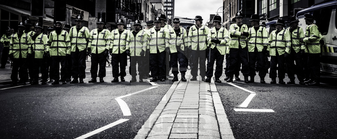 "Line of Riot Police" stock image