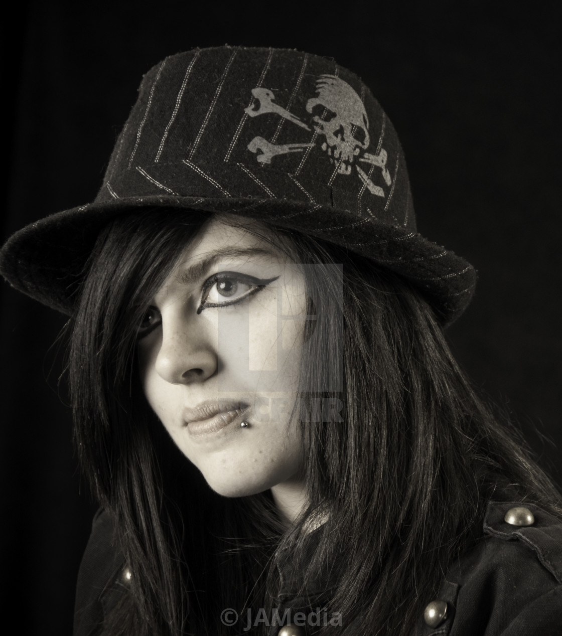 "Goth in hat" stock image