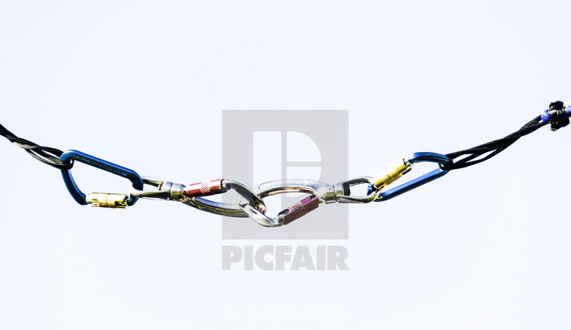 "chain link carabiners" stock image