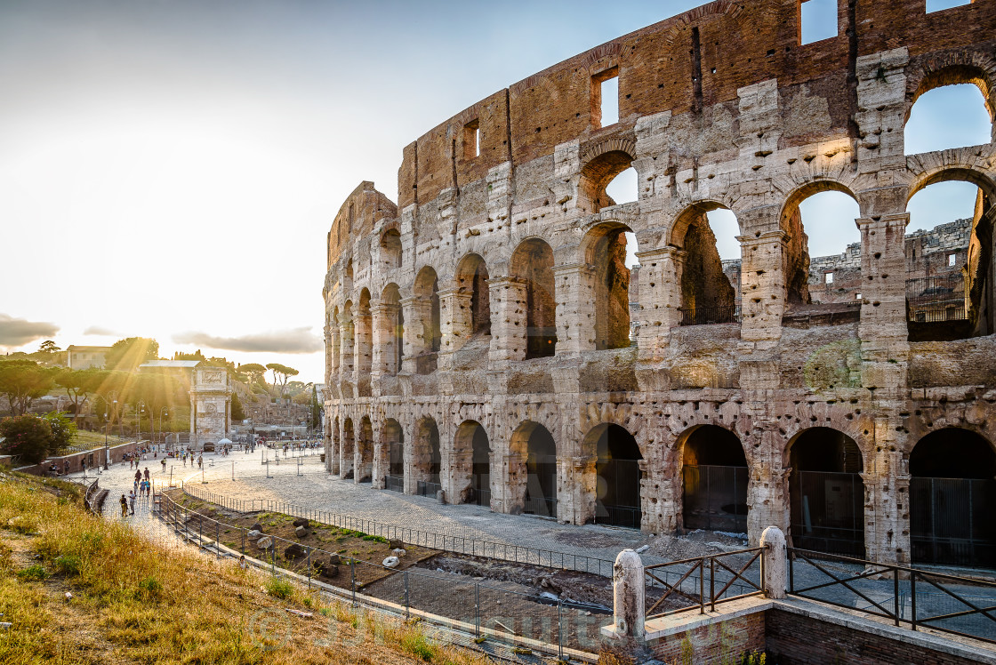 "Colosseum at sunset" stock image