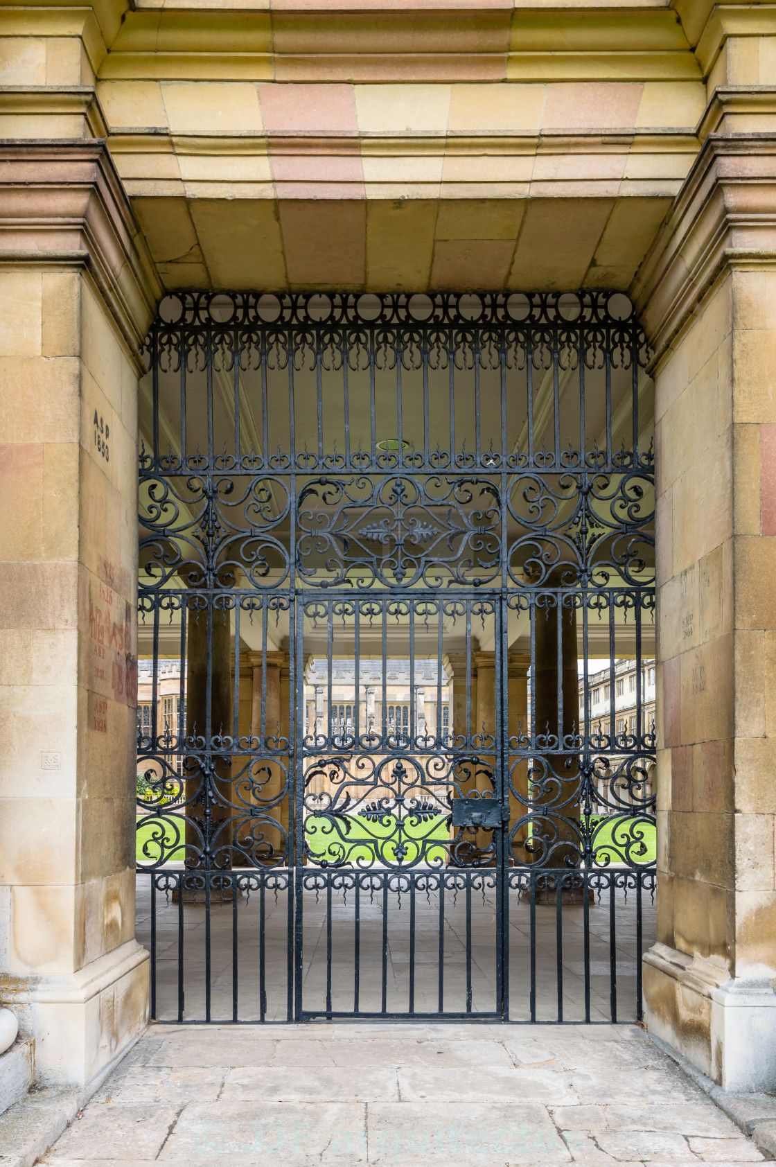 "Iron door in Wren Library in Cambridge" stock image