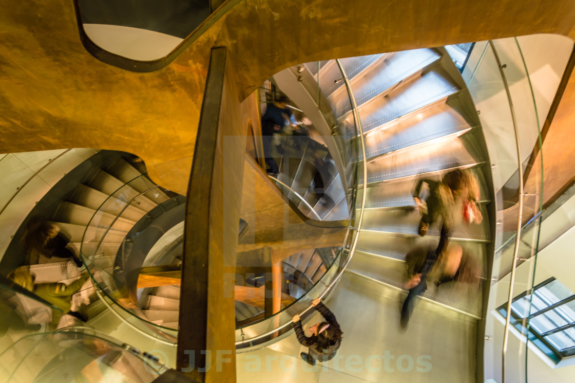 "Spiral staircase high angle view" stock image