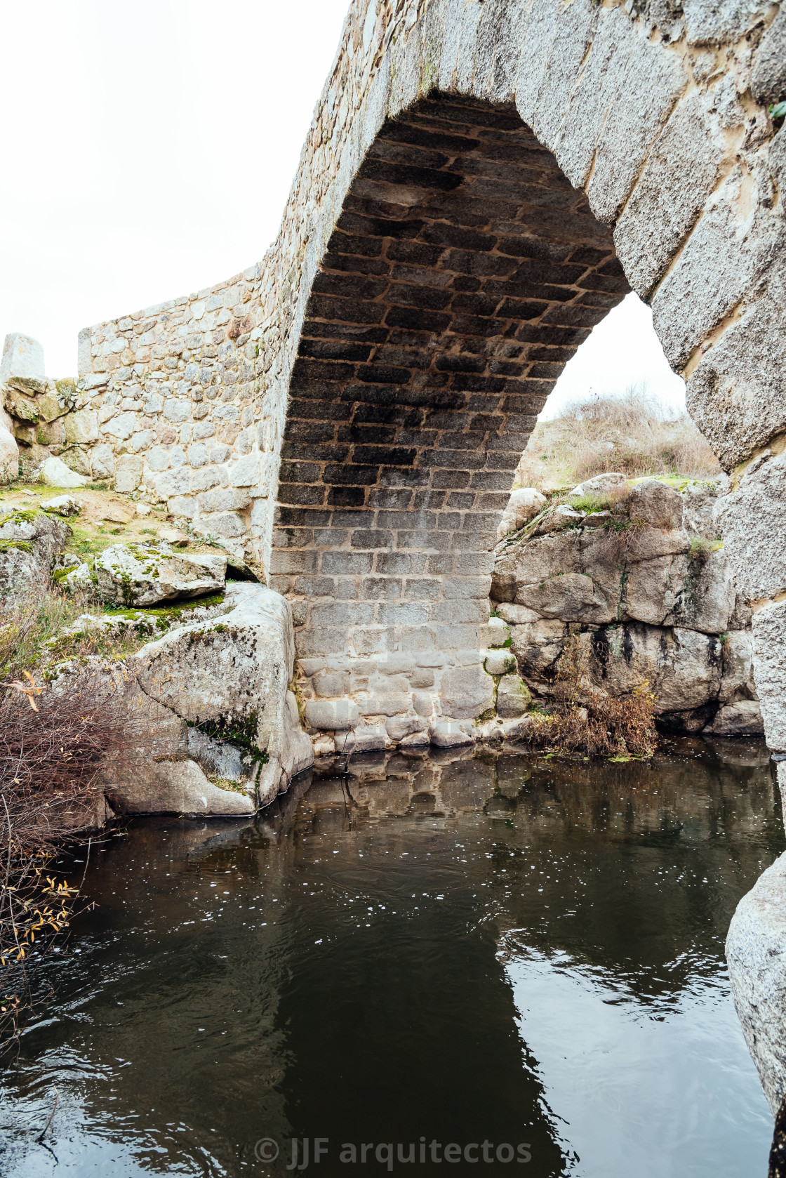 "Medieval bridge at Colmenar, Spain" stock image