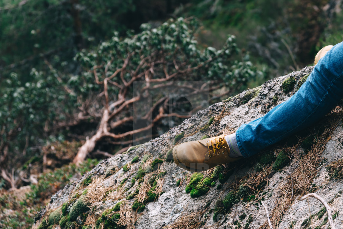 "Low Section Of Man in the mountain" stock image