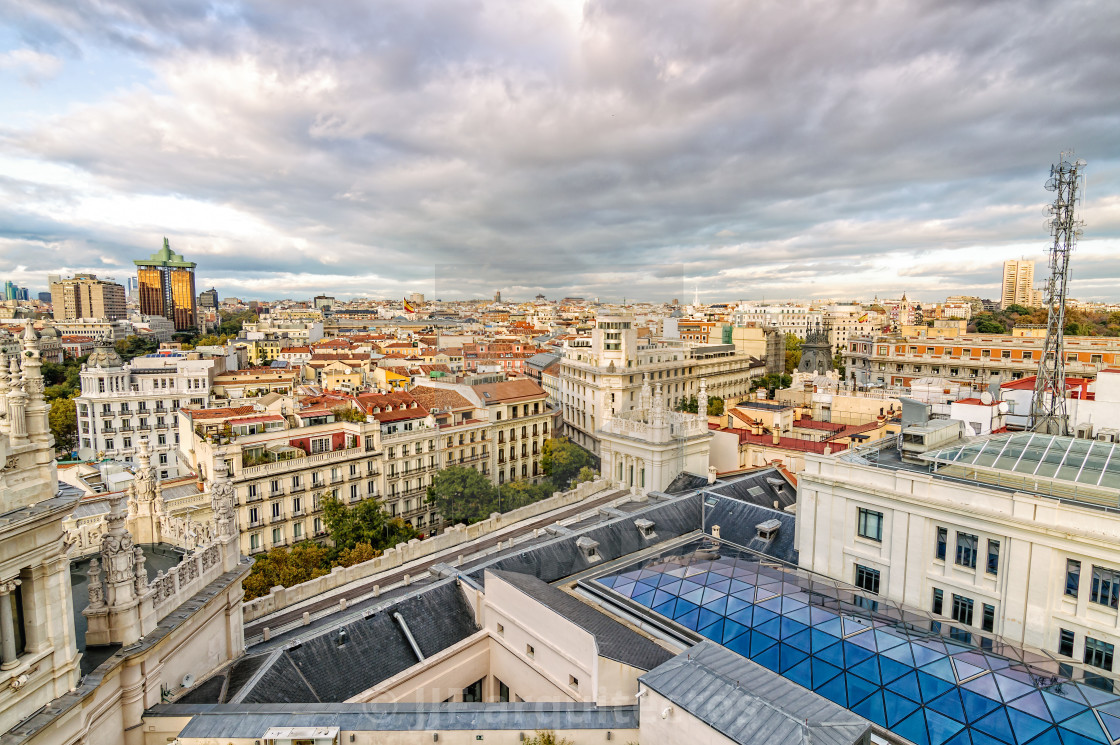 "Skyline of Madrid from the Town Hall" stock image