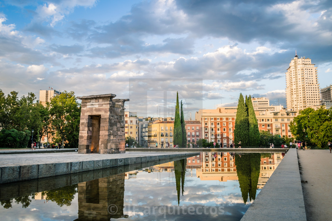 "Sunset on Temple of Debod in Madrid" stock image