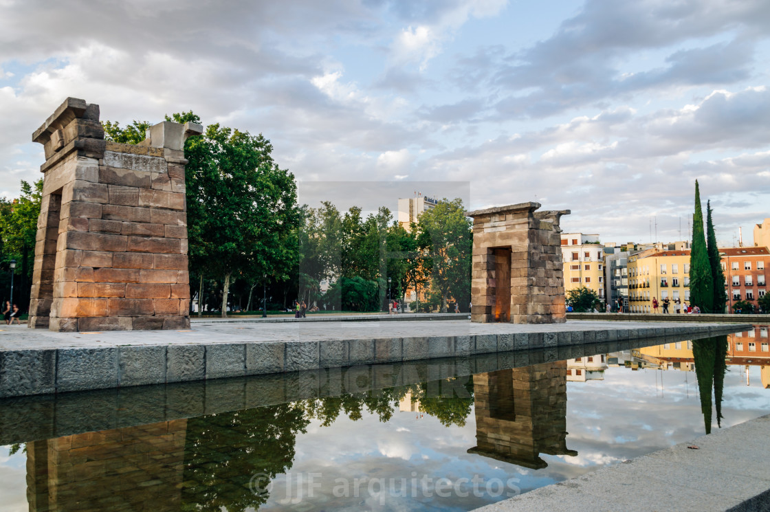 "Sunset on Temple of Debod in Madrid" stock image