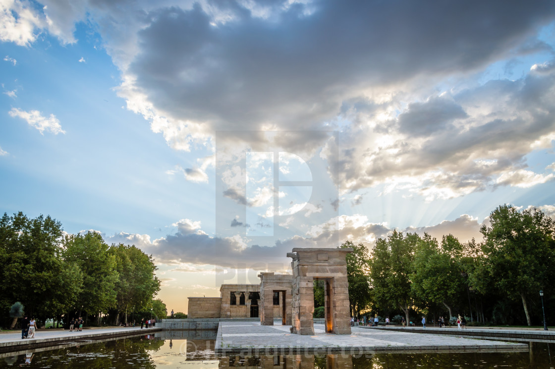 "Sunset on Temple of Debod in Madrid" stock image