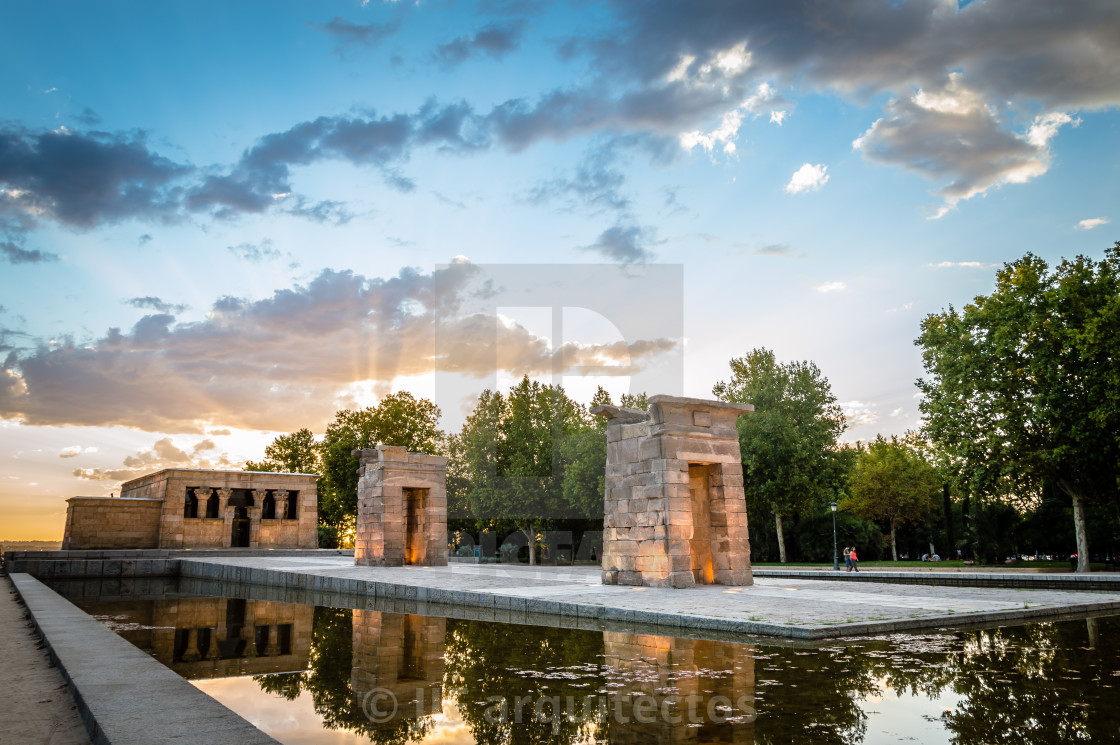 "Sunset on Temple of Debod in Madrid" stock image