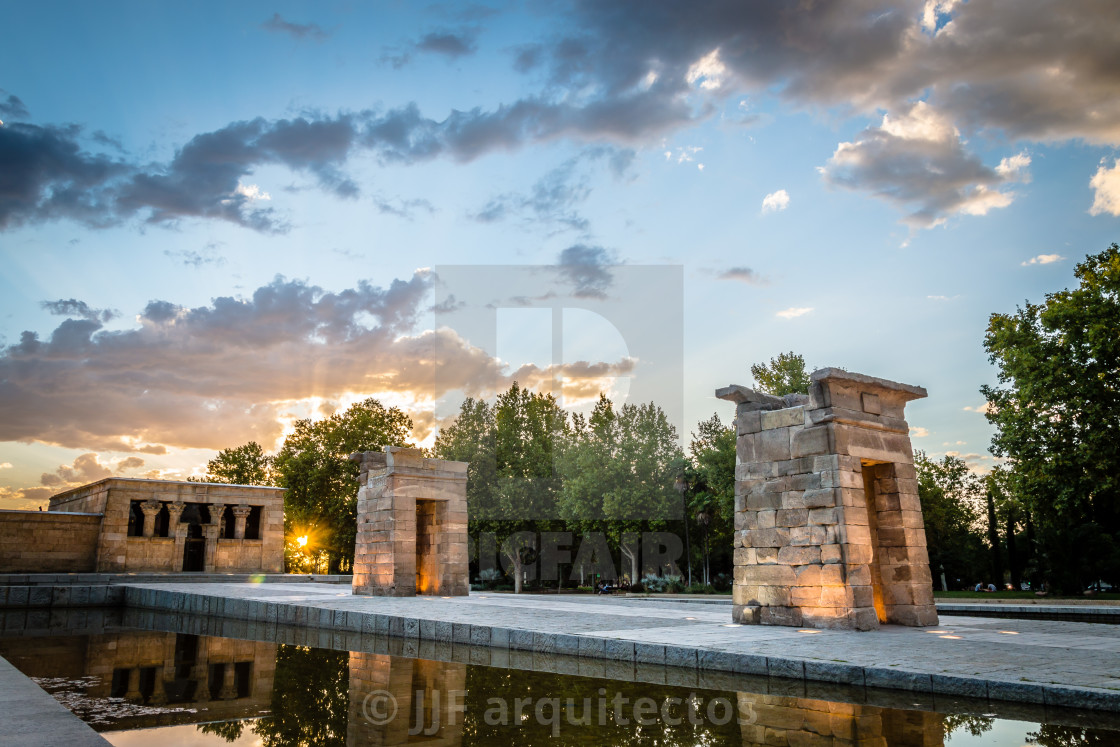 "Sunset on Temple of Debod in Madrid" stock image