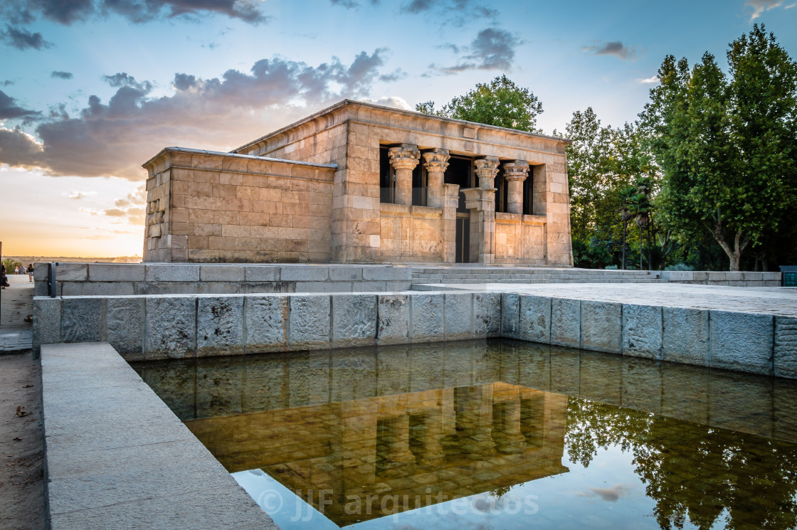 "Sunset on Temple of Debod in Madrid" stock image