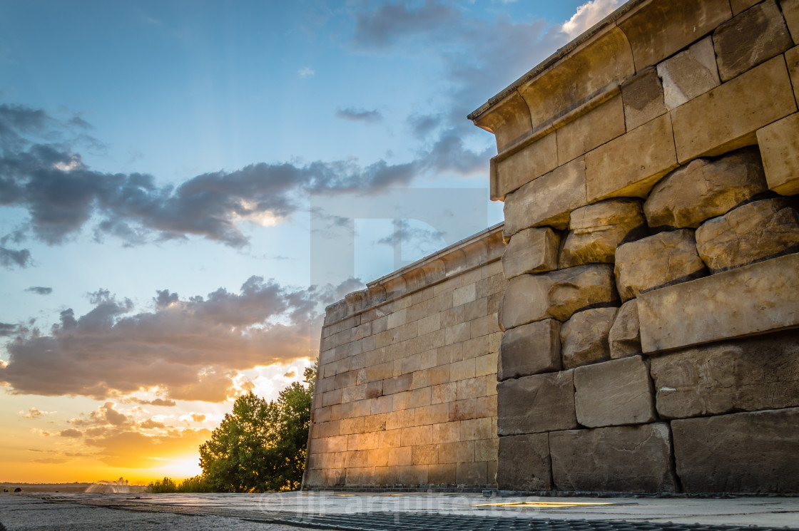 "Sunset on Temple of Debod in Madrid" stock image