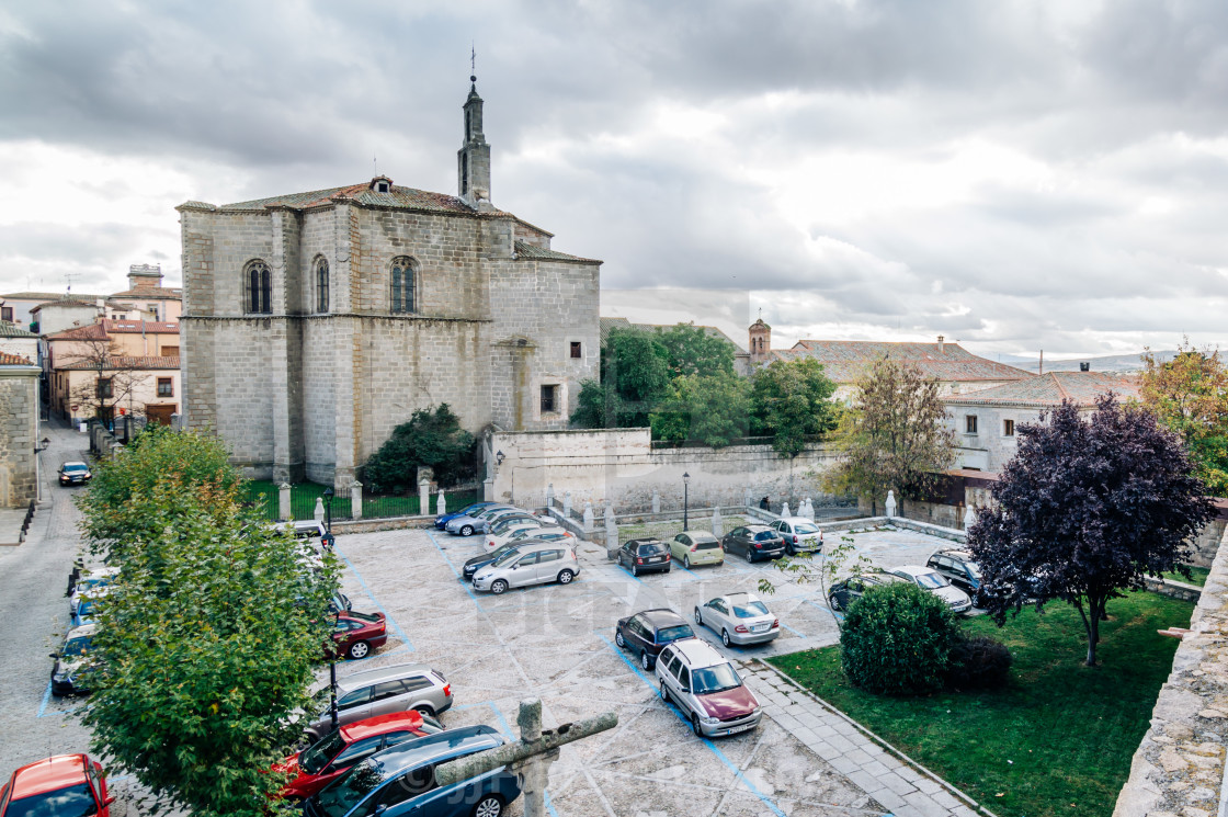 "Cityscape of Avila with church on foreground" stock image